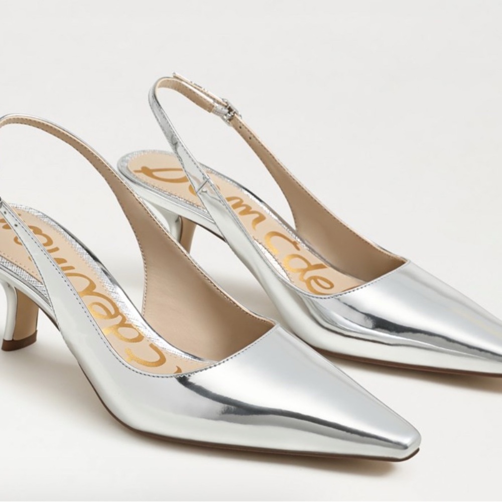 Sam Edelman Silver Pointed Slingback Heels